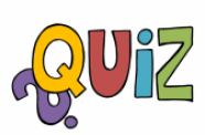 Ein bunter Schriftzug Quiz auf weißem Hintergrund